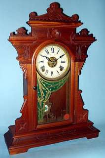 WELCH CATHEDRAL WOODEN MANTEL CLOCK ANTIQUE LATE 1800S  