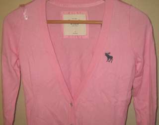 NWT Abercrombie & Fitch Womens Abigail Cardigan Sweater S/L Light Pink 