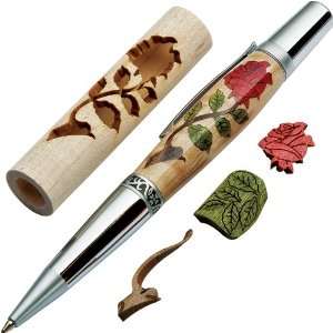   Woodturners Red Rose Laser Cut Inlay Pen Kit Blank: Home Improvement