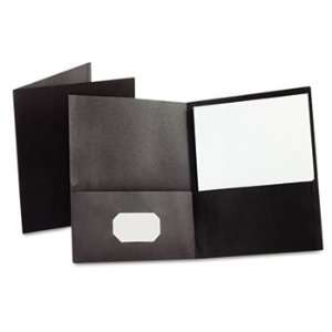   Pocket Portfolio, Embossed Leather Grain Paper, Black