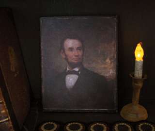 Primitive Portrait Print on Canvas of Abraham Abe Lincoln  