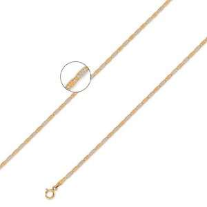  14K Solid 3 Tri Color Gold Valentino Chain Necklace 1.7mm 