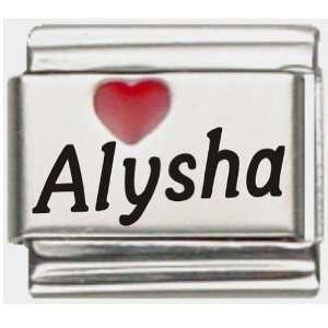  Alysha Red Heart Laser Name Italian Charm Link Jewelry