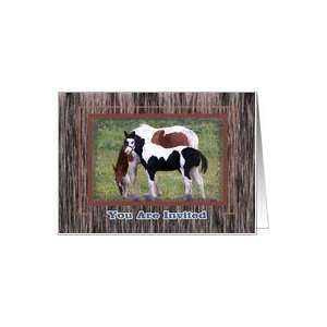  Invitation, Mother paint Horse & her little girl Card 