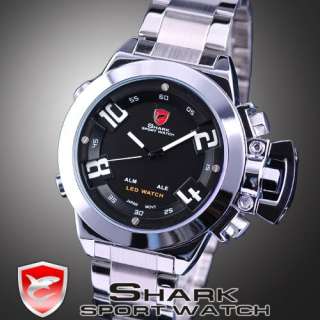 SHARK Sports Mens Dual Time Digital LED Big Case Watch  