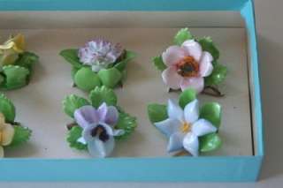 Vintage Adderley Bone China Flowers Name Place Card Holders   Hand 