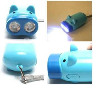 LED Pig Hand Crank Squeeze DYNAMO Flashlight Torch BE  