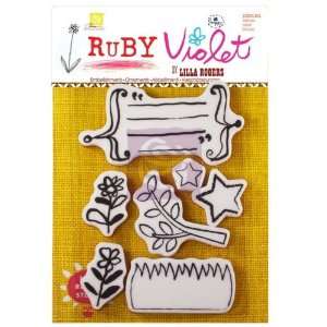    Ruby Violet Cling Stamps Set 6 By Prima Arts, Crafts & Sewing