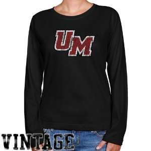  UMass Minutemen Ladies Black Distressed Logo Vintage Long 