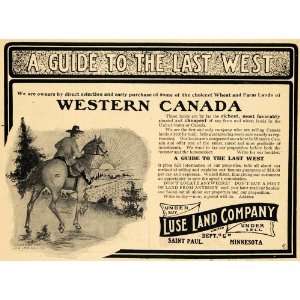  1907 Ad Luse Land Co. Real State Western Canada Cowboy 