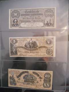 Civil War cards rare 3 money lot1000,5,20 from 1962  