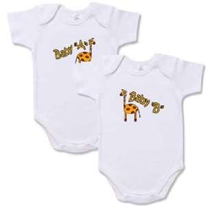  Giraffes A & B Twin Baby Multiple onesie Set Baby Clothes 
