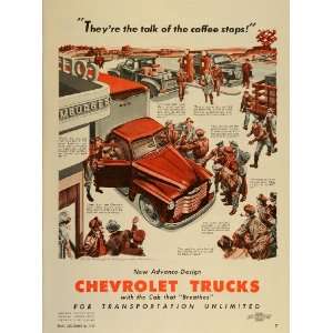 1947 Ad Chevrolet Trucks Chevy Cab Diner Cafe Drivers   Original Print 