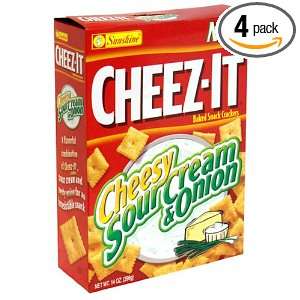 Cheez It Cheesy Sour Cream & Onion, 14 Ounce Boxes (Pack of 4)  