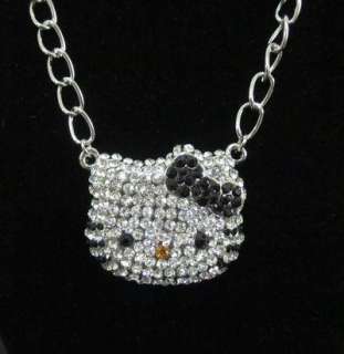 XL hello kitty black bow necklace ring 2 items set M19  