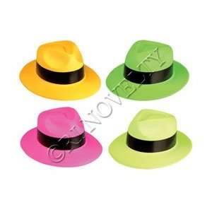  12 NEON Fedora Costume Dance GRAND GANGSTER HAT WITH BAND 