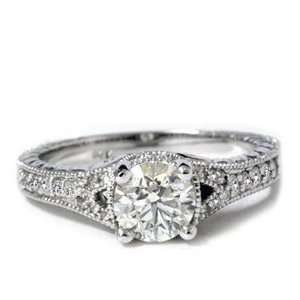  1.33CT Vintage Diamond Ring 14K White Gold: Jewelry