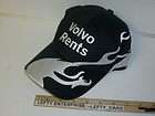 VOLVO RENTS EMBROIDERED BLACK HAT  WITH GRAY FLAMES DESIGN