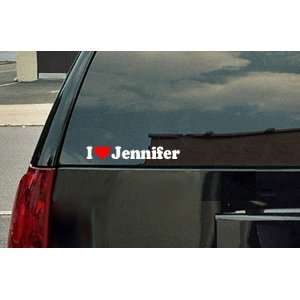  I Love Jennifer Vinyl Decal   White with a red heart 
