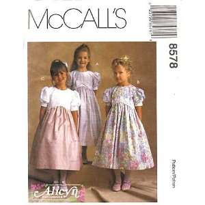  McCalls Sewing Pattern 8578 Girls Dress with Empire Waist 