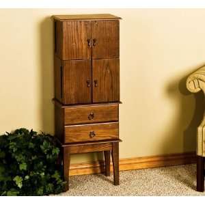  Distressed Antique Oak Jewelry Armoire: Kitchen & Dining