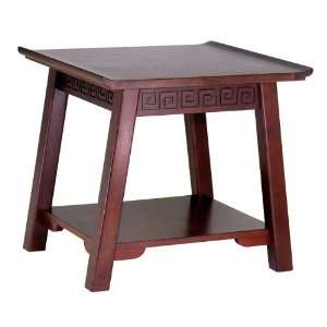   94720 Chinois End Table With Shelf   Antique Walnut