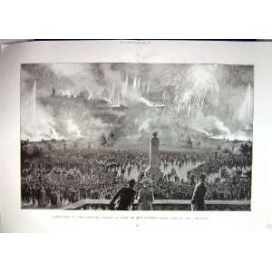  1893 FIREWORKS CRYSTAL PALACE GARDENS TERRACES PRINT: Home 