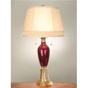   Metal Art Glass Table Lamp with Antique Brass Finish: Home Improvement
