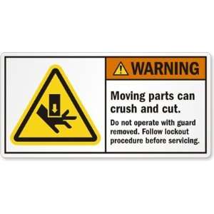  Moving parts can crush and cut. Do not operate with guard 