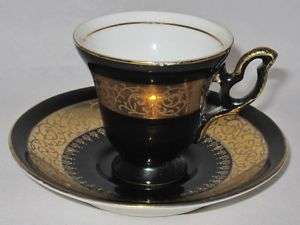 Royal Vienna 1276 Demitasse Cup & Saucer, Black, Gold  