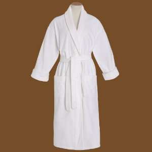    100% Combed Cotton White Velour Shawl Collar Robe  12 Oz: Beauty