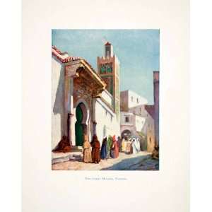 1905 Color Print Great Mosque Tangier Morocco Medina Andalusian Moulay 