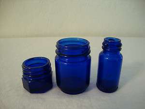 Vintage COBALT BLUE Glass NOXEMA VICKS BROMO SELTZER Bottle Jar LOT 