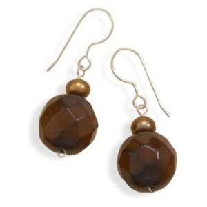   Wire Earrings with Carnelian and Cultured Freshwater Pearl: Jewelry