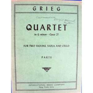   in G Minor Opus 27 (For Two Violins, Viola and Cello) E. Grieg Books