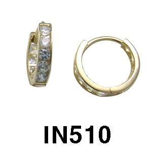  14k Cubic Zirconia Huggy Earrings (yellow gold): Jewelry