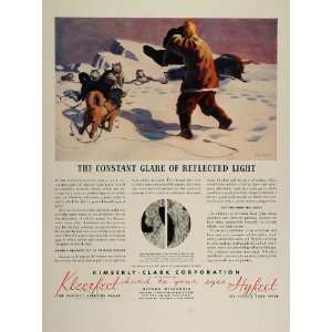  1936 Ad Kimberly Clark Paper Huskies Dogsled Arctic Dog 