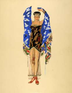 1927 Hand Colored Pochoir Costume Ballet Egyptian Leon Bakst 
