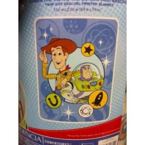 Disney Toy Story Buzz & Woody Plush Raschel Twin Size Blanket   60 
