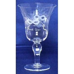  Individually Hand Etched Mardi Gras Water Glass 7 Set / 4 