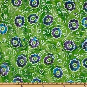  44 Wide Indian Batik Floral Vine Green Fabric By The 
