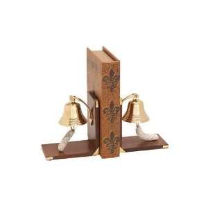  Benzara 28341 Wood Brass Bookend Pair 6 in. H, 6 in. W 