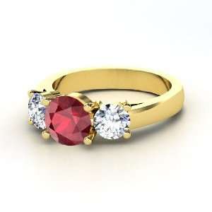  Arpeggio Ring, Round Ruby 14K Yellow Gold Ring with 