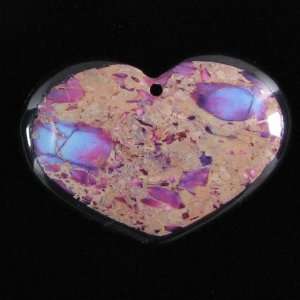  50mm purple variscite intarsia heart pendant bead: Home 