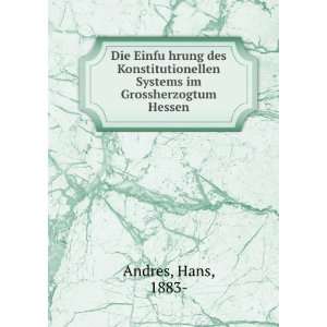   Systems im Grossherzogtum Hessen Hans, 1883  Andres Books