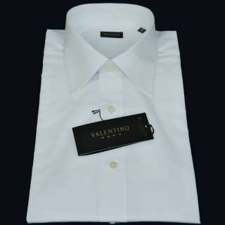 NWT $299 VALENTINO SOLID WHITE MENS DRESS SHIRT ITALIAN COLLAR 