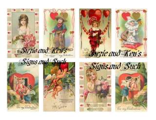 Vintage Victorian Valentines Day Stickers Hearts Cupid  