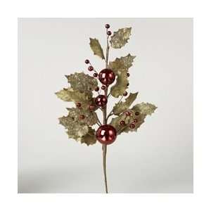  Club Pack of 24 Burgundy Artificial Berry & Glittered Leaf 