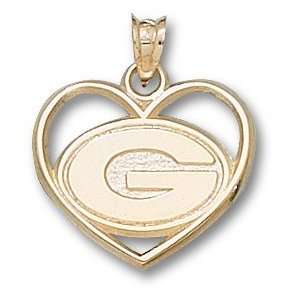  Green Bay Packers Logo Heart Pendant 14K Gold Jewelry 