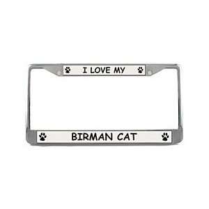  Birman Cat License Plate Frame (Chrome): Patio, Lawn 